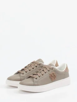 Damen Boss – Sneaker aus Kalbleder in Taupe