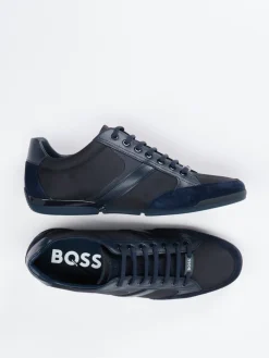 – Sneaker aus Synthetik und Veloursleder Dunkel*Boss Discount