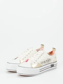 Damen CAFèNOIR – Plateau-Sneaker aus Textil mit Goldakzenten