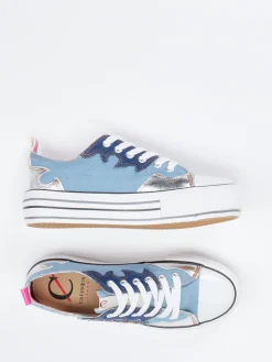 – Plateau-Sneaker aus Textil und Metallicleder*CAFèNOIR Online