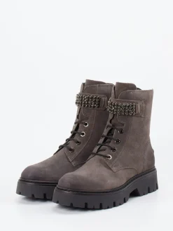 – Schnürboots aus Veloursleder Taupe*CAFèNOIR