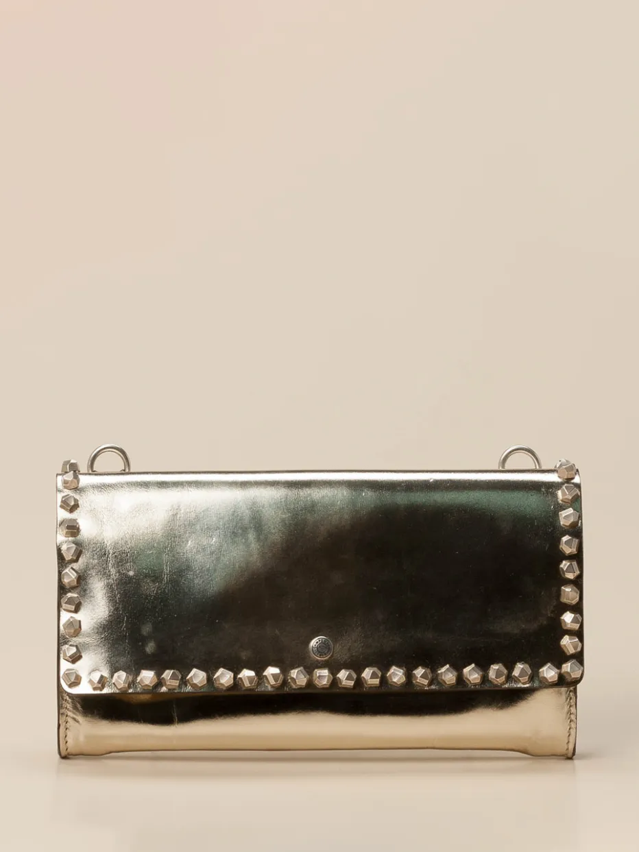 Damen Campomaggi – Clutch aus Metallic-Leder Goldmetallic