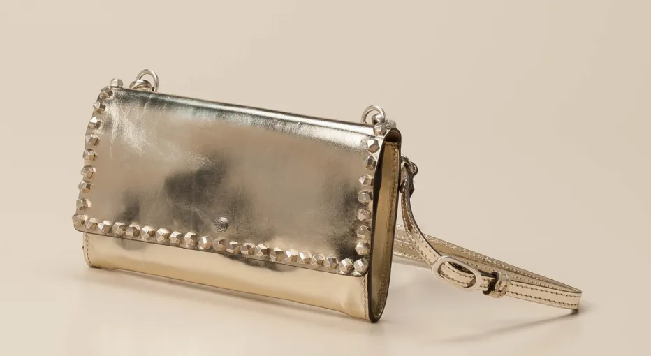 Damen Campomaggi – Clutch aus Metallic-Leder Goldmetallic