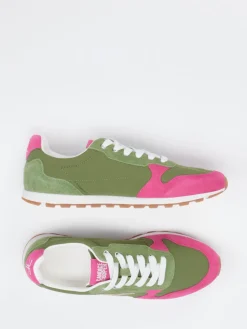 Damen Candice Cooper – Retro-Sneaker aus Veloursleder Oliv