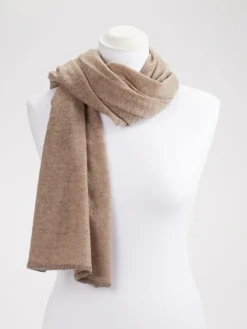 Damen Cashmere Blues – Feinstrickschal aus Wolle Beige