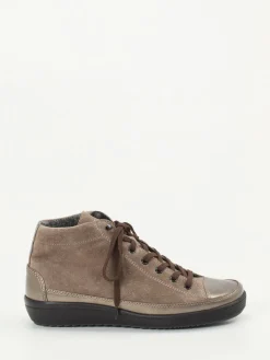 Damen Christian Dietz – High-Top Schnürschuh aus Veloursleder taupe