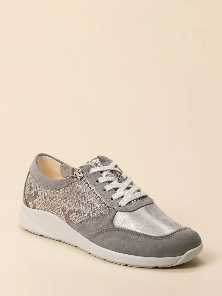 Damen Christian Dietz – Komfortsneaker aus Veloursleder silber