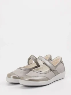 Damen Christian Dietz – Mary Janes aus Stretchleder silbergrau