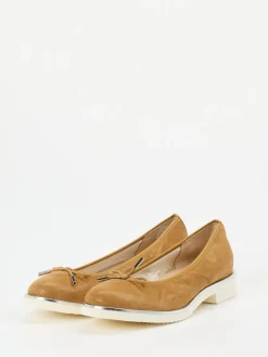 Damen Cinzia Valle – Komfort-Ballerinas aus Veloursleder Cognac