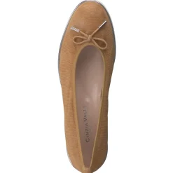 Damen Cinzia Valle – Komfort-Ballerinas aus Veloursleder Cognac