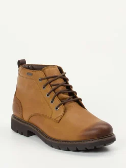 Herren Clarks – Schnürboots aus Glattleder cognac