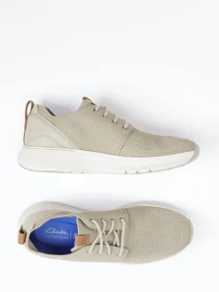 Herren Clarks – Sneaker aus Stricktextil in Sandbeige