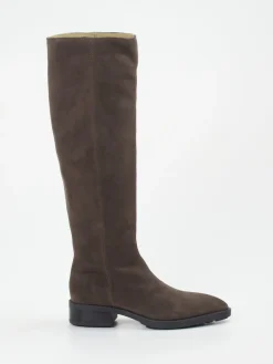 Damen Copenhagen – Kniehohe Stiefel aus Veloursleder Dunkelbraun