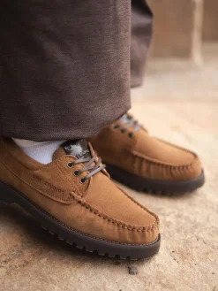 Damen Copenhagen – Schnürschuh aus Veloursleder cognac