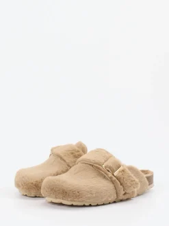 – Pantoletten aus Textil mit Kunstfell*Cypres New