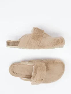 – Pantoletten aus Textil mit Kunstfell*Cypres New