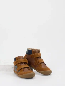 Kinder develab – Winter-Boots aus Veloursleder cognac