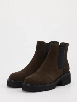 Damen Di Lauro – Chelsea Boots aus Veloursleder Dunkel