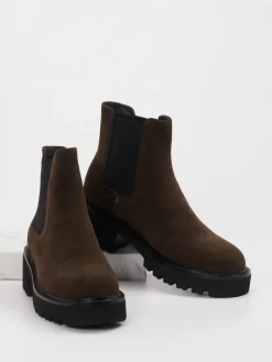 Damen Di Lauro – Chelsea Boots aus Veloursleder Dunkel