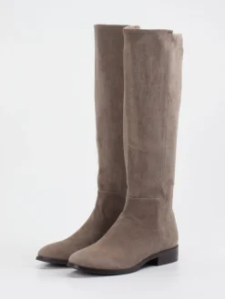 – Kniehohe Stiefel aus Veloursleder Taupe*Di Lauro Outlet