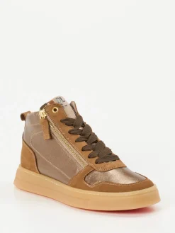 Damen DL Sport – High-Top Sneaker aus Metallicleder bronze