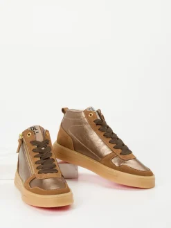 Damen DL Sport – High-Top Sneaker aus Metallicleder bronze