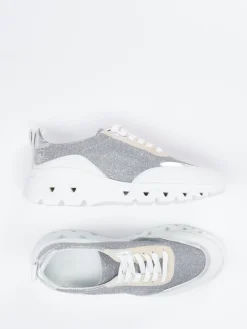 – Chunky Sneaker aus Glitzertextil silber*Donna Carolina Online