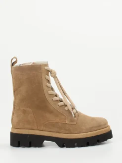 Damen Donna Carolina – Schnürboots aus Veloursleder in Beige