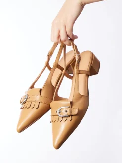 – Slingback-Pumps aus Kalbleder cognacfarben*Donna Carolina Best