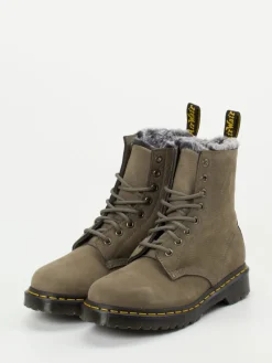 Damen Dr. Martens – Schnürboots aus Nubukleder taupefarben