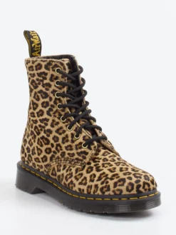 Damen Dr. Martens – Schnürboots aus Fellimitat Leoprint
