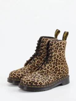 Damen Dr. Martens – Schnürboots aus Fellimitat Leoprint