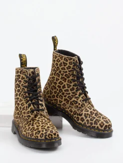 Damen Dr. Martens – Schnürboots aus Fellimitat Leoprint