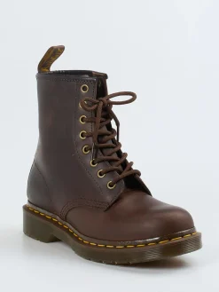 Damen Dr. Martens – Schnürboots aus Fettleder dunkel