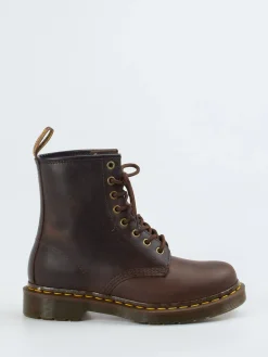 Damen Dr. Martens – Schnürboots aus Fettleder dunkel