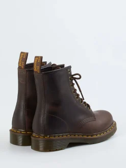 Damen Dr. Martens – Schnürboots aus Fettleder dunkel