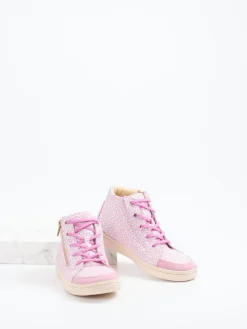 Kinder Däumling – High-Top Sneaker aus geprägtem Leder Rosa