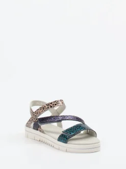 Kinder Däumling – Klettsandalen aus geprägtem Leder Metallic