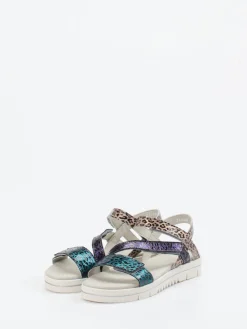 Kinder Däumling – Klettsandalen aus geprägtem Leder Metallic