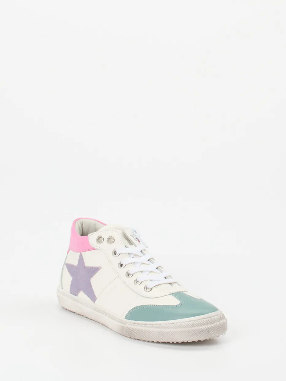 Kinder Däumling – Mid-Top Sneaker aus Kalbleder Offwhite