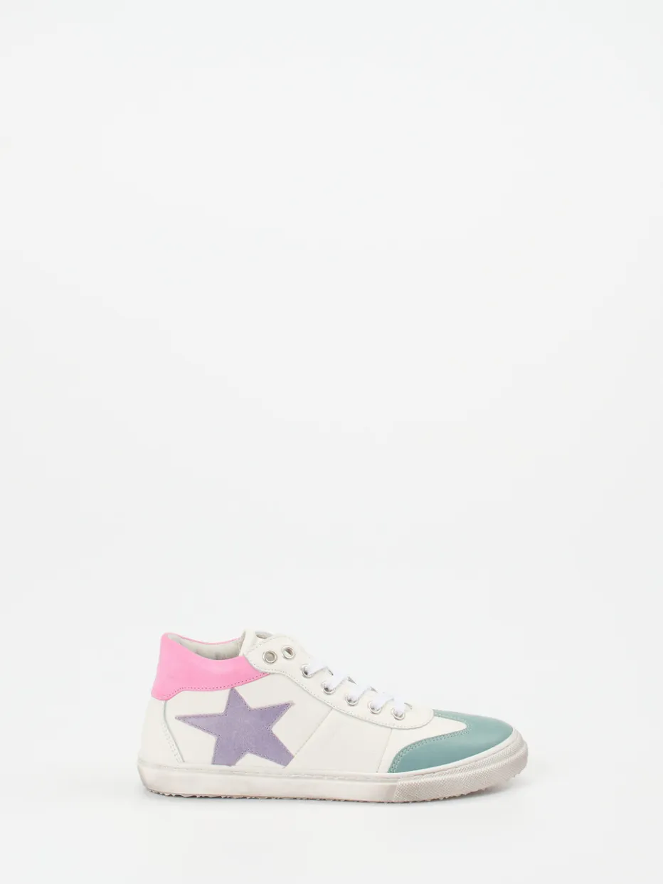 Kinder Däumling – Mid-Top Sneaker aus Kalbleder Offwhite