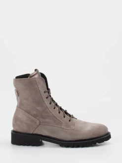 – Schnürstiefeletten aus Veloursleder in Taupe*Durea New