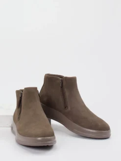 Damen Ecco – Ankle Boots aus Veloursleder in Schlammgrün