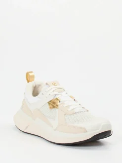 Damen Ecco – Sneaker aus Kalbleder und Mesh Creme