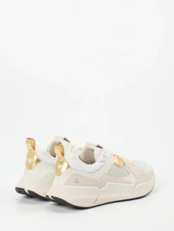 Damen Ecco – Sneaker aus Kalbleder und Mesh Creme