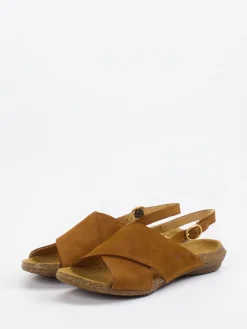 Damen El Naturalista – Komfortsandale aus Nubukleder cognac