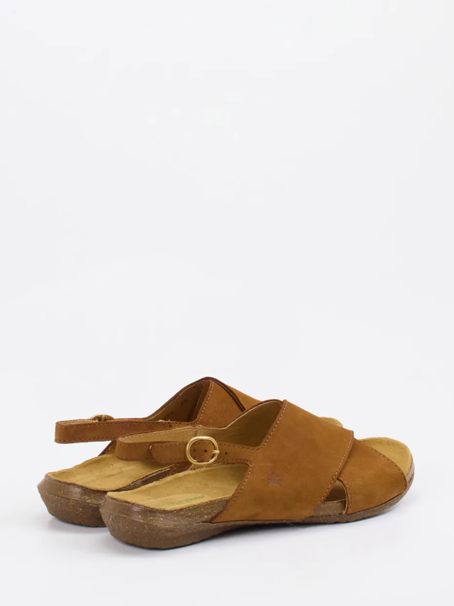 Damen El Naturalista – Komfortsandale aus Nubukleder cognac