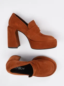 Damen Elena Iachi – Plateau-Loafer aus Veloursleder Rostbraun