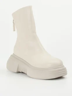 Damen Elena Iachi – Plateau-Stiefeletten aus Kalbleder Cremeweiß