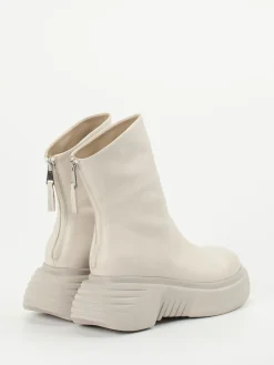 Damen Elena Iachi – Plateau-Stiefeletten aus Kalbleder Cremeweiß